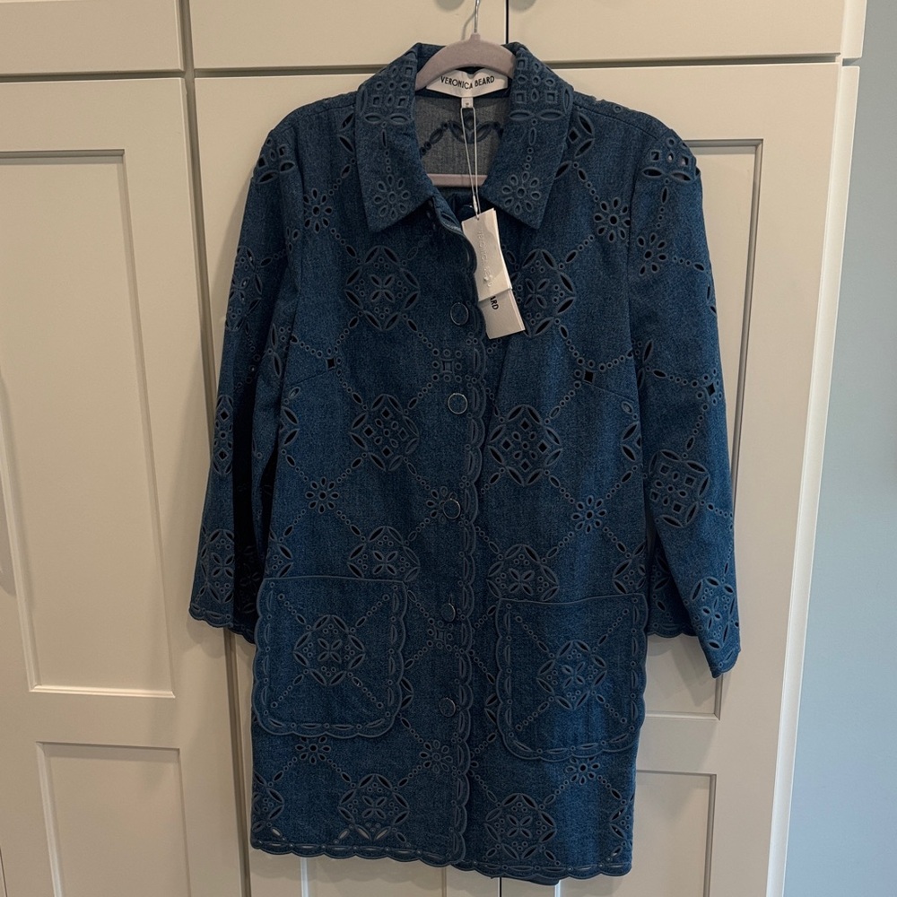 Veronica Beard Blue Eyelet Jean Jacket